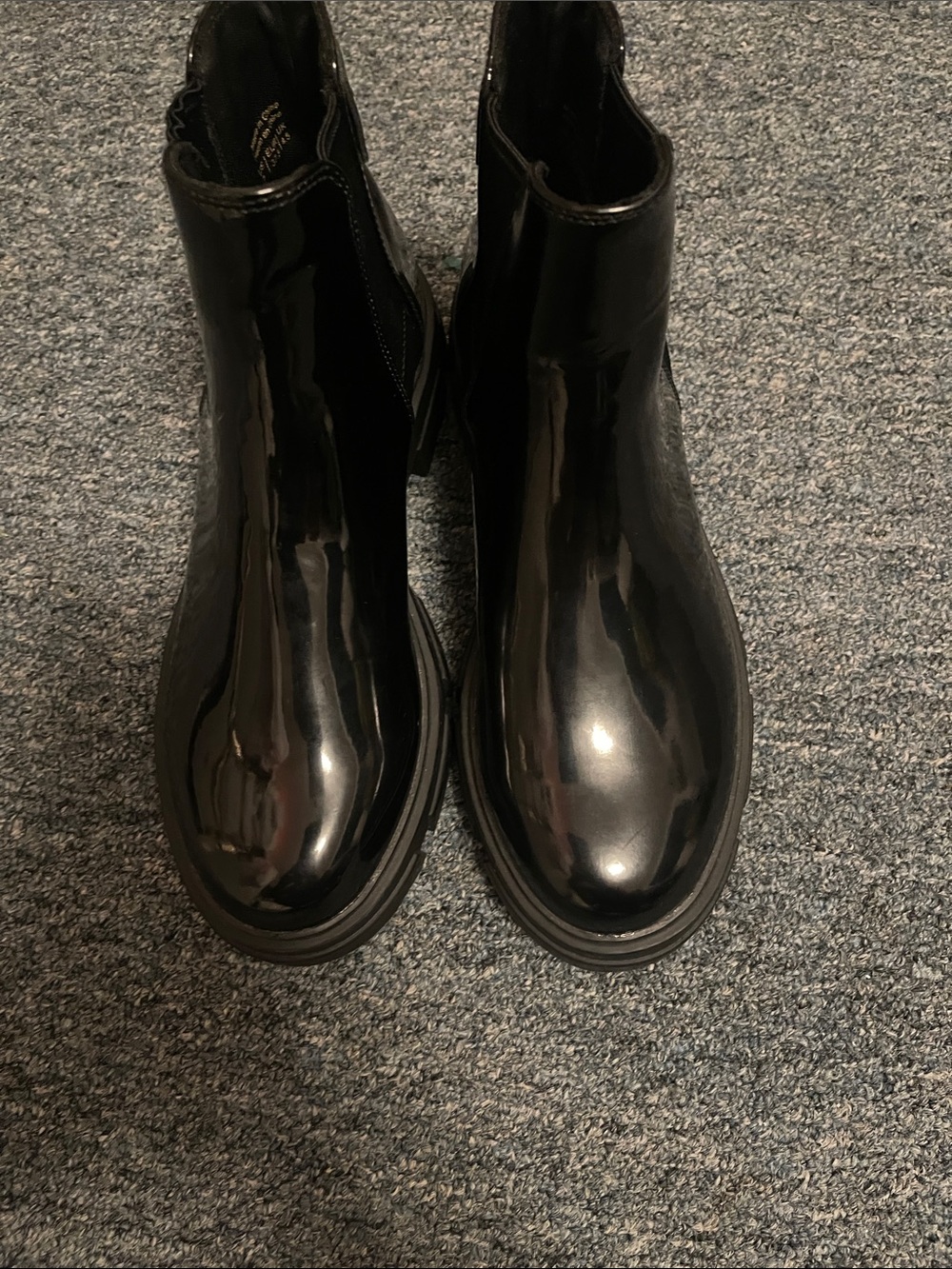 Aldo Black Patent Chelsea Booties